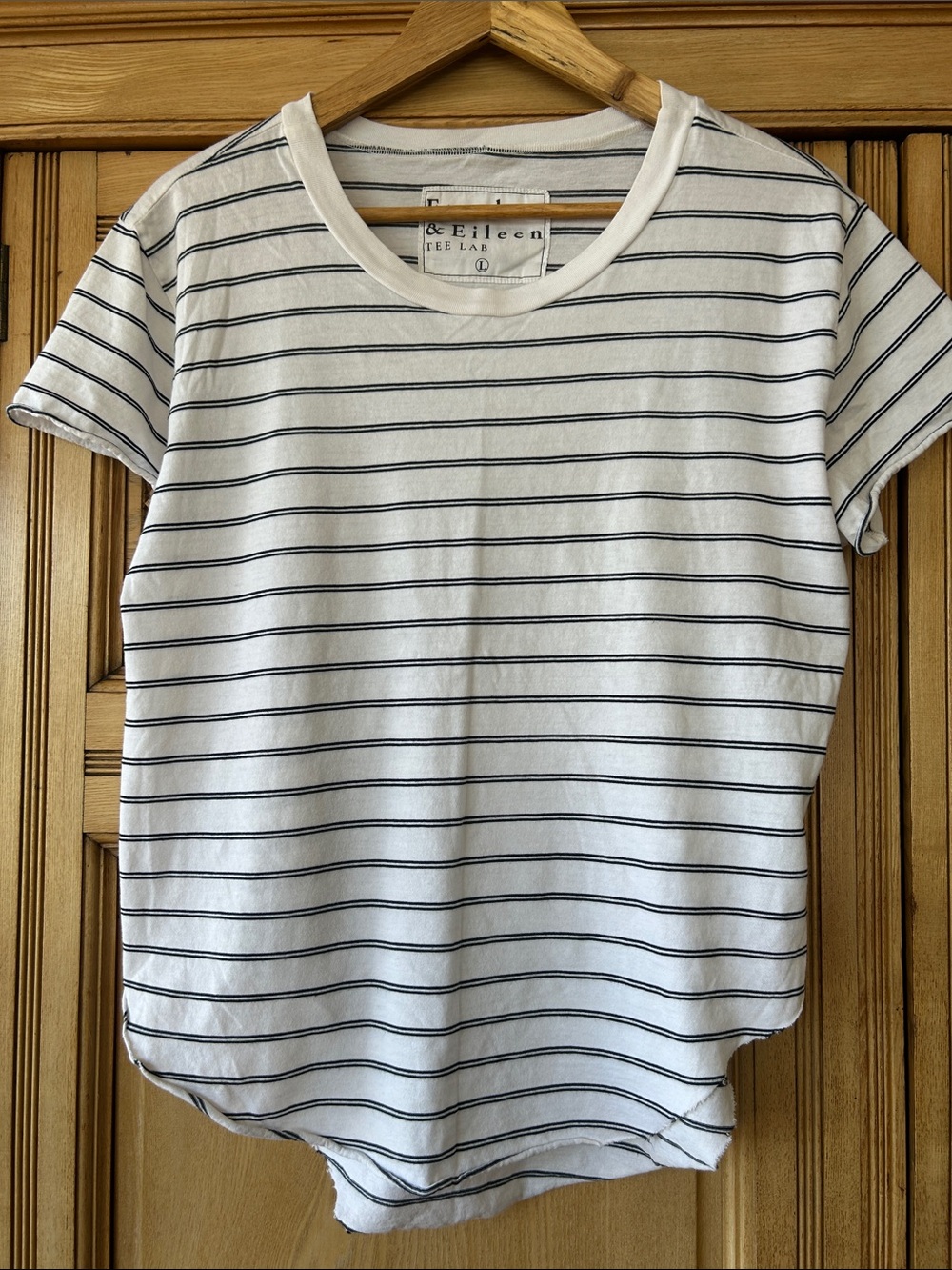 Frank & Eileen Tee with Black & White Stripes Large